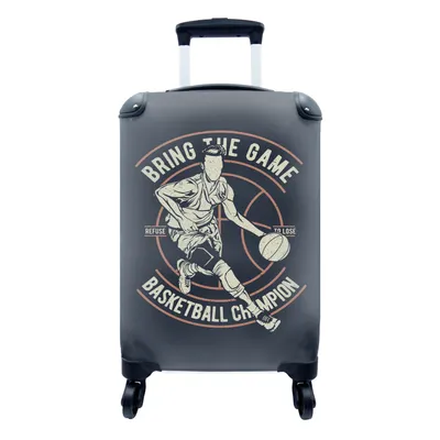 Obrázek produktu pro Kufr Příruční zavazadlo na kolečkách Malý cestovní kufr na 4 kolečkách Basketbal - míč - Vintage - Velikost kabiny < 55x40x23 cm a 55x40x20 cm -