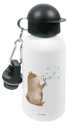 Produktbild von Mr. & Mrs. Panda Wasserflasche Bär Seifenblasen - Weiß - Geschenk, Trinkflasche Kinder, Lustig Sein Glücklich Traurig Happy, Kindergarten, für den, Kita, Teddy