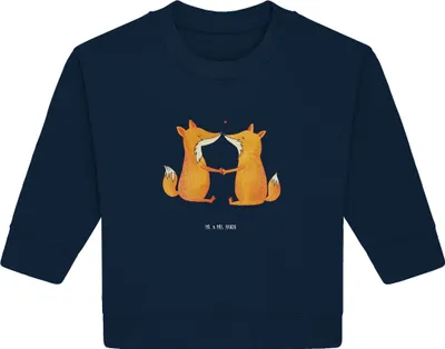 Produktbild von Mr. & Mrs. Panda Organic Baby Pullover Füchse Liebe 24. - 36. Monat - French Navy - Geschenk, Romantisch, Bullover, Ehe, Freundin, Fuchs