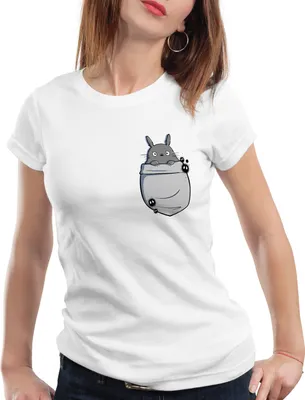 Produktbild von style3 Totoro Brusttasche Damen T-Shirt neko mein nachbar anime tonari no, Farbe:Weiß, Größe:XL