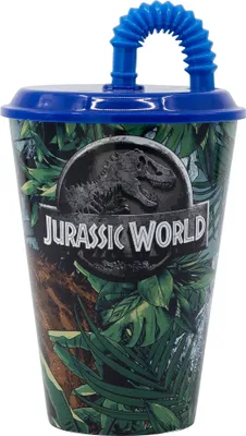 Produktbild von Jurassic World Kinder Trinkbecher Mehrweg mit Deckel und Trinkhalm 430 ml BPA frei