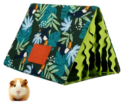 Produktbild von Meerschweinchenbett, Hamsterversteck mit Vorhang, atmungsaktives Sommerhaus für kleine Haustiere wie Frettchen, Igel, Chinchillas, Bartagamen und Reptilien