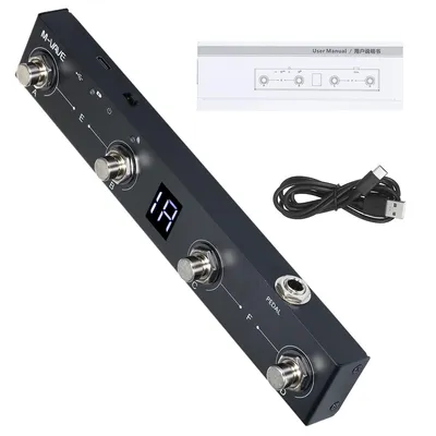Produktbild von Kabelloser BT MIDI-Fußcontroller mit 4 Tasten – Wiederaufladbar, App-Steuerung, schokoladenbraun – ideal für Musiker