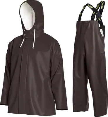 Imagen del producto de Traje de pesca para hombre, de 2 piezas, extremadamente impermeable (18.000 mm), fabricado en PVC resistente, ideal para la pesca, trabajos en alta mar y actividades en ambientes húmedos