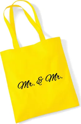 Produktbild von Huuraa Jutebeutel Mr. & Mr. Schriftzug 10 Liter Yellow Baumwolle Tasche Geschenkidee