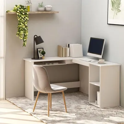 Produktbild von Eckschreibtisch in L-Form, Weiß, 120 x 140 x 75 cm aus Holzwerkstoff