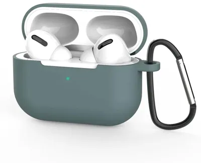 Image de Étui vert pour AirPods Pro avec mousqueton – Étui compatible avec les AirPods Pro – Coque de protection en silicone – Étui pour Airpods – Compatible avec les Apple AirPods Pro – Vert – CHPN