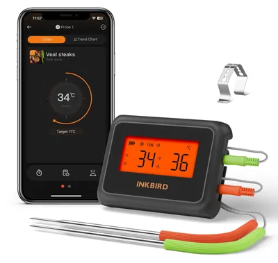 BBQ-Fleischthermometer mit App, 2 Sonden, Bluetooth 5.4