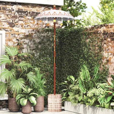 Immagine prodotto di vidaXL Ombrellone balinese con base crema 95 x 95 x 260 cm