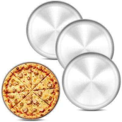 Image de Plaque à pizza en acier inoxydable, lot de 4, 30 cm