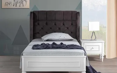 Produktbild von Modernes Chesterfield Kindetbett Einzelbett Nachttisch Stilvolles Set