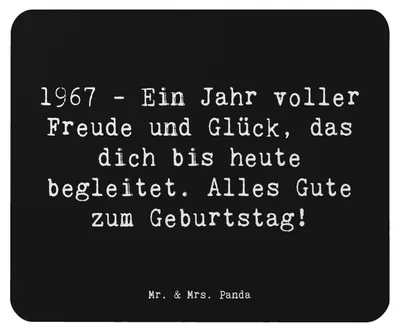 Produktbild von Mr. & Mrs. Panda Mauspad Spruch 1967 Geburtstag Freude - Schwarz - Geschenk, pc mausunterlage, computer mousepad, Glückwunsch, Happy Birthday, Geboren, glückliches Jahr