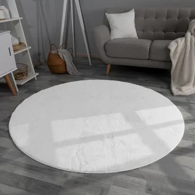 Produktbild von TT Home Wohnzimmer Teppich Hochflor Langflor Kunstfell Weich Modern Unifarben Flauschig Größe 120 cm Rund