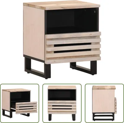 Produktbild von The Living Store Nachttisch 40x34x46 cm Gebleichtes Massivholz Mango