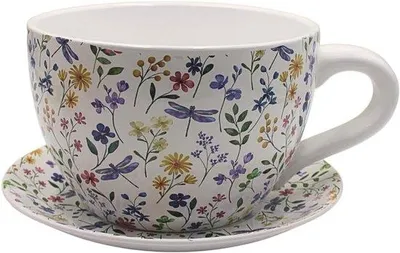 Produktbild von XXL Blumentopf mit buntem Blumenprint - Für Innen & Außen - 34x28x16 cm