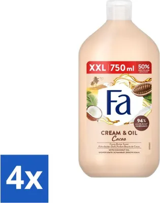 Immagine prodotto di Fa - Cream & Oil Cacao - Gel doccia e bagno - Burro di cacao con olio di cocco - 750 ml - Confezione risparmio - 4 pezzi