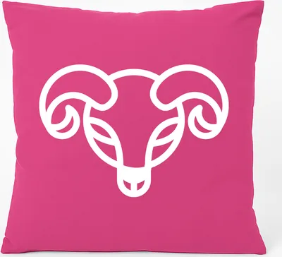 Produktbild von Huuraa Kissen Widder Sternzeichen Symbol 40x40cm mit Füllung Fuchsia Baumwolle Dekokissen Geschenkidee