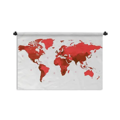 Obrázek produktu pro MuchoWow® Tapiserie Věšení na zeď Mapa světa - Červená - Jednoduchá 180x120 Tapiserie dekorace Nástěnná šála