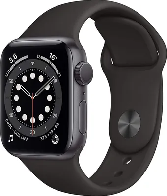 Produktbild von Apple Watch Series 6 44 mm (A2292) Vesmírne sivý hliníkový športový remienok čierny GPS