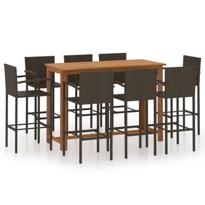 Produktbild von vidaXL 9-tlg. Gartenbar-Set Braun