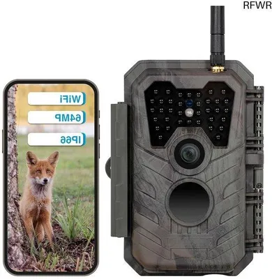 Imagen del producto de Cámara trampa con Wi-Fi y aplicación: 64MP, H.264 1296P, visión nocturna de 25 metros con infrarrojos