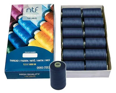 Universal Nähgarn Polyester 12 Spulen marineblau