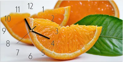 Produktbild von Wanduhr aus Glas mit Motiv Orangenscheiben- 60 x 30 cm - inkl. Aufhängesystem