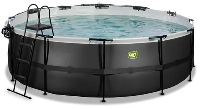 Produktbild von EXIT Black Leather Rahmenpool ø450, Aufstellpool, mit Sandfilteranlage & Überdachung, Rund, Schwarz