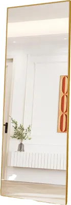 Zdjęcie produktu dla Lustro pełnopostaciowe, szkło bezpieczne, rama ze stopu aluminium, złote 177 x 77 cm