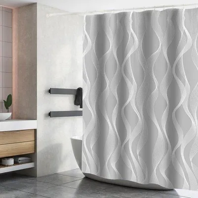 Produktbild von Ibenzoa® Duschvorhang Grau 180 x 180 cm – Polyester mit wasserabweisender Beschichtung, beschwerter Saum & 12 rostfreie Ringe