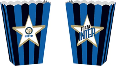 Produktbild von Inter Mailand-Popcorntüten Fussball-Deko 4 Stück blau-schwarz 13,5x8,5x19cm -