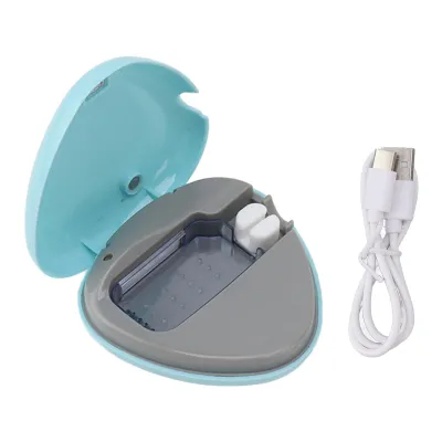 Produktbild von Tragbarer, wiederaufladbarer Zahnbürstenreiniger mit Halter für Reisen und Zuhause, blau