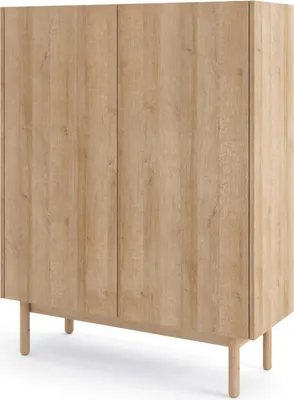 Produktbild von FURNLUX Sideboard Boho Beige Und Weiß 97cm / Hauptfarbe: Beige / Abmessungen: 97 x 122 x 37 cm