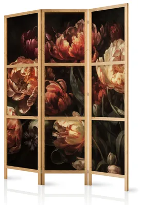 Produktbild von Muralo Japanischer PARAVENT 3-teilig Raumteiler klappbar PREMIUM-Vliesleinwand BUNTE BLUMEN für Wohnzimmer 135cmx172cm