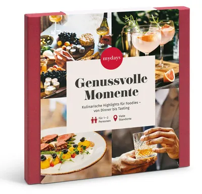 Produktbild von mydays Geschenkbox Genussvolle Momente; Erlebnis verschenken oder selbst erleben; Gutschein für 2 Person(en)