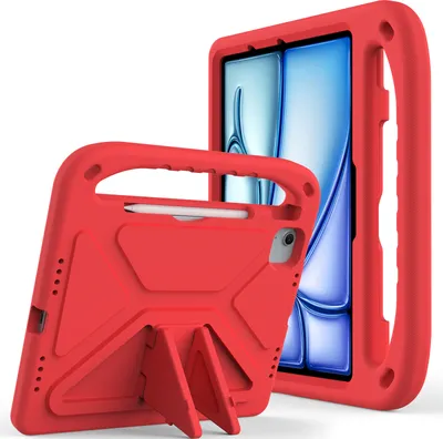 Produktbild von Hülle für iPad Pro 11 2025/2024 11-Zoll M5/M4, Leichte Stoßfeste Eva Kinder Schutzhülle mit Griff und Faltbarem Ständer Rot