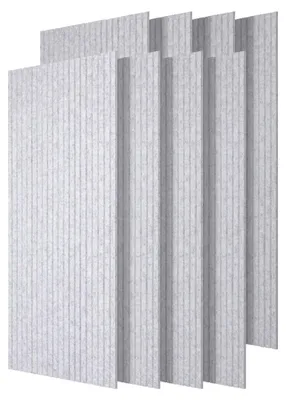 Immagine prodotto di Peviasot, 8 pannelli acustici autoadesivi, pannelli fonoassorbenti ad alta densità, pannelli murali a listelli verticali, colore grigio chiaro