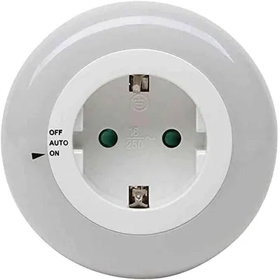 Obrázok produktu pre Nočná lampička s LED diódami a senzorom denného/nočného svetla, balenie obsahuje 1 kus, farba: biela