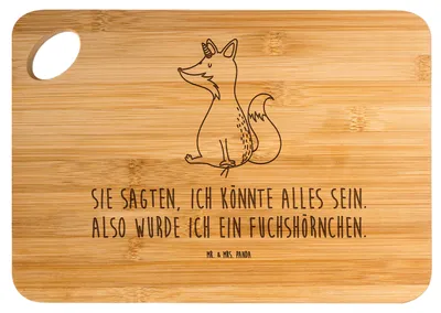 Produktbild von Mr. & Mrs. Panda Frühstücksbrett Einhorn Fuchs - Transparent - Geschenk, Schneidebrett, Füchse, Unicorn, Holzbrett, schneidunterlage, Küchenbrett, Einhörner, Unicorns