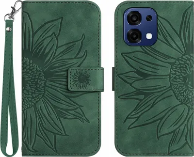Produktbild von OPPO A6 Pro 5G Hülle - Coverup Sonnenblume Klapphülle mit Schlüsselband - Grün