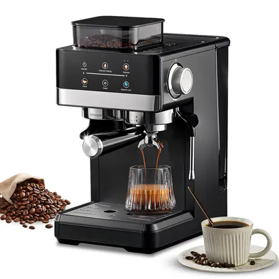 Produktbild von Zimilo Kaffeemaschine mit Mahlwerk, 20 Bar, Touchscreen, Kegelmahlwerk, Milchaufschäumer, NTC, 1,5L Tank, Schwarz