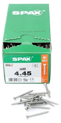Immagine prodotto di SPAX® 1191010400455 SPAX® Universalschrauben T20 Senkkopf WIROX 1191010400455 4 mm x 45 mm, 500 St.