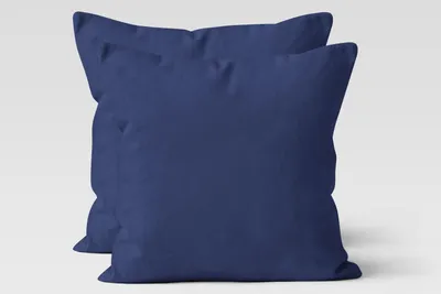 Produktbild von 2er Set Renforcé UNI Kissenhüllen 80x80 cm Kopfkissen Garnitur 100% Baumwolle Mit Reißverschluss navyblau
