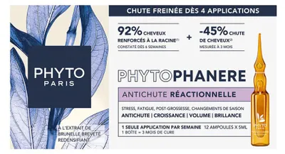 Productafbeelding van PHYTOPHANERE ampullen tegen reactief haarverlies, 12 ampullen, Phyto Paris