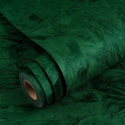 Imagen del producto de Papel tapiz de terciopelo autoadhesivo de color verde oscuro para interiores