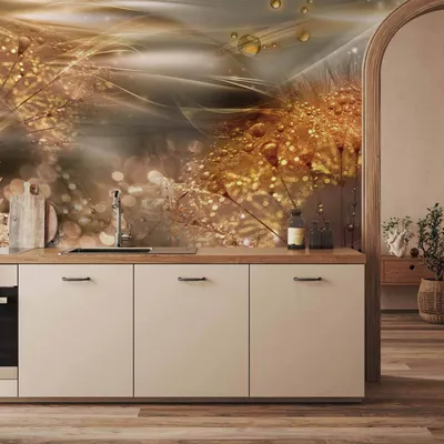 Produktbild von Vlies Fototapete - Dandelions' World (Gold) 100x70 cm Blumen b-A-0360-a-b