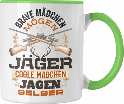 Produktbild von Trendation - Frauen Jägerin Tasse Geschenk Spruch Mädchen Jagen (Grün)