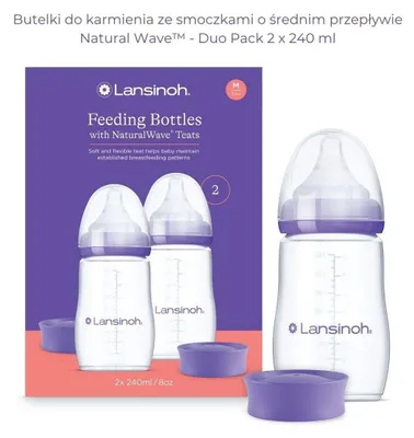 Lansinoh Babyflaschen 240 ml mit NaturalWave-Saugern, 2 Stück, für Babys