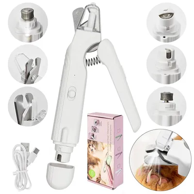 Produktbild von 2-in-1 LED Haustier-Nagelschneider und Nagelfeile für Hunde & Katzen – Wiederaufladbare Edelstahl-Krallenschere mit Schutzkappe