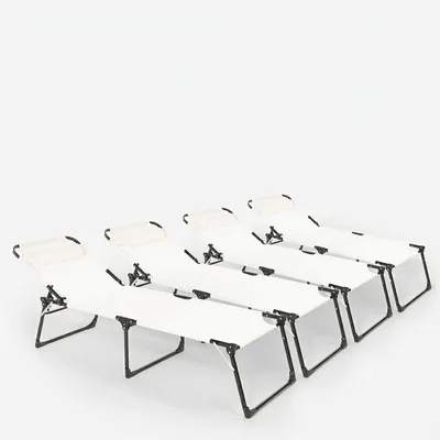 Produktbild von 4er Set Liegestühle Strandliegen Sonnenliegen aus Aluminium für Garten und Strand  Mauritius - Weiß